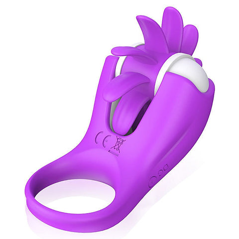 BDStyle Tongue Licking 10 Functions Cock Vibrator - Vibrating Cock Rings