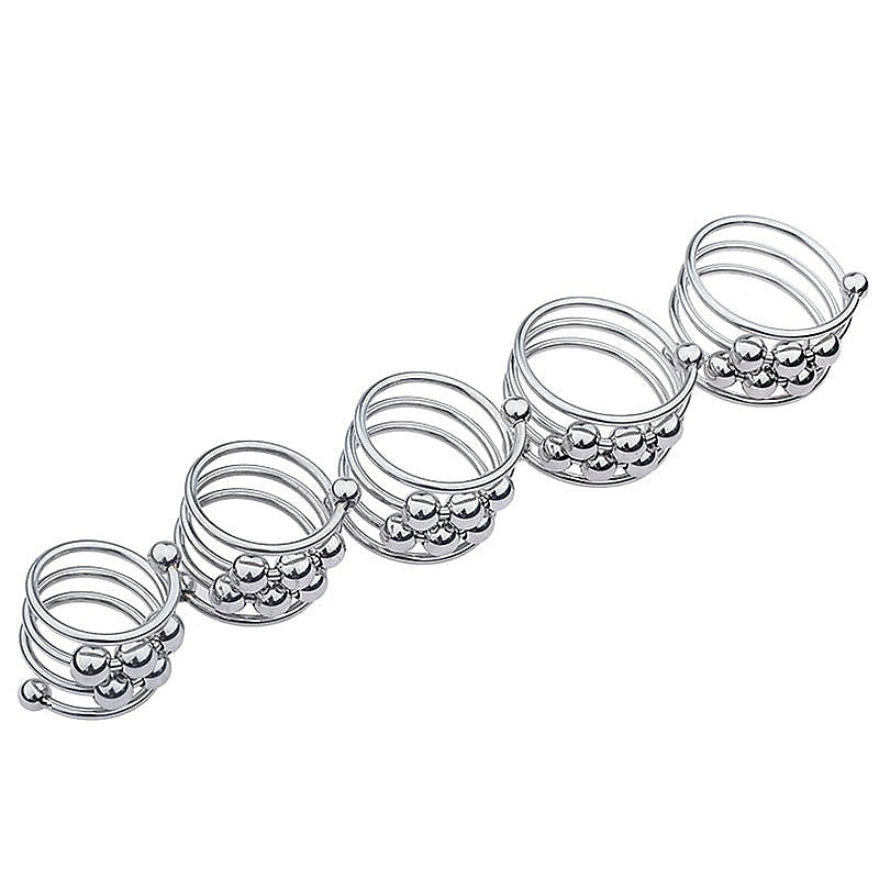 Stainless Steel Six Removable Ball Mens Cock Ring by BDStyle - Steel Cock Rings