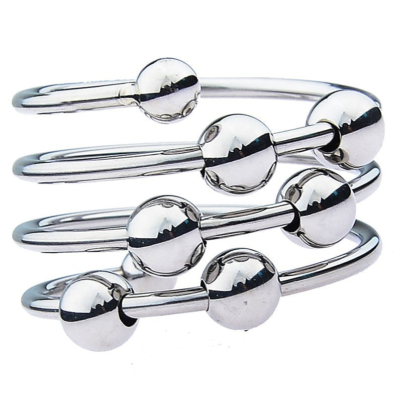 Stainless Steel Six Removable Ball Mens Cock Ring by BDStyle - Steel Cock Rings