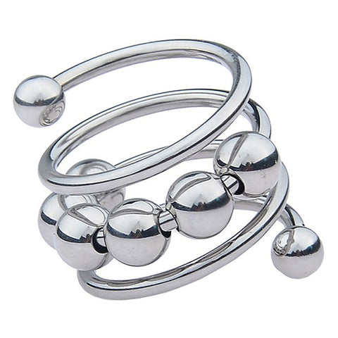 Stainless Steel Six Removable Ball Mens Cock Ring by BDStyle - Steel Cock Rings