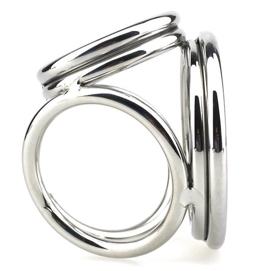 BDStyle Stainless Steel Quad 4 Ring Cock and Ball Cage - Steel Cock Rings