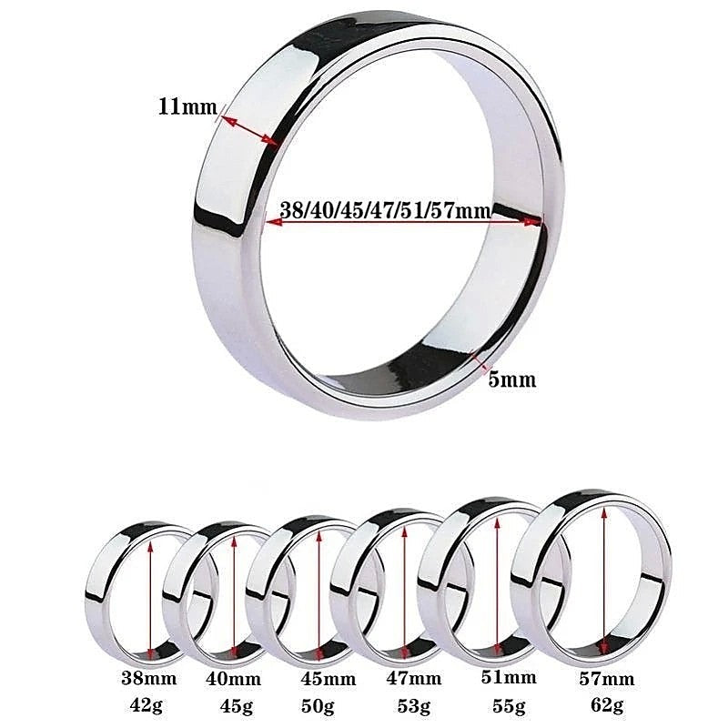 Chrome Stainless Steel Mens Cock Ring 1.2cm Height - Steel Cock Rings