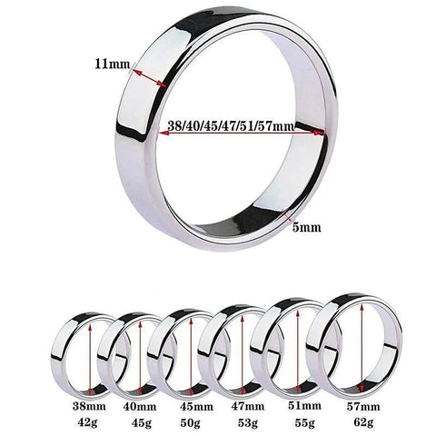 Chrome Stainless Steel Mens Cock Ring 1.2cm Height - Steel Cock Rings