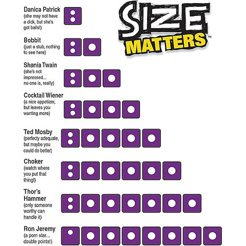 Size Matters Adult Party Dice by XR Brands - Sex Games, Coupons and Tricks