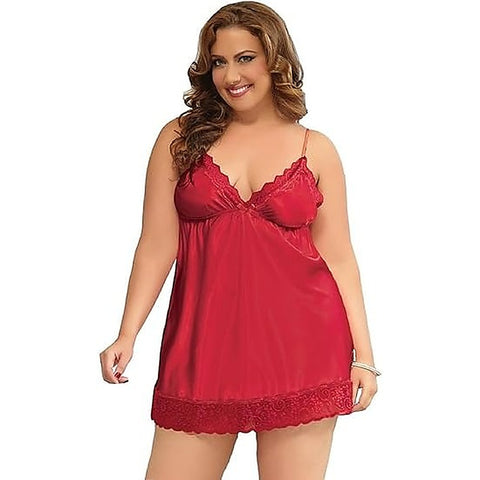 Seven 'til Midnight Enchanting Womend Babydoll and Thong 3X/4X Red - BabyDolls And Chemises