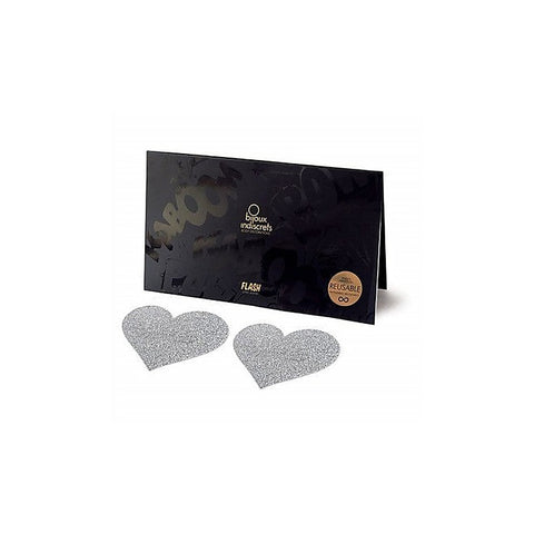 SI Flash Bolt Heart Shape Pasties by Bijoux Indiscrets - Breast and Nipple Toys