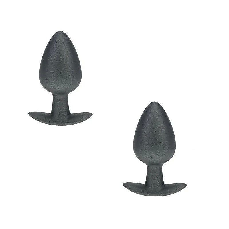 OUCH! 8.9 cm Large Metallic and Soft Silicone Anal Plug - Butt Plugs