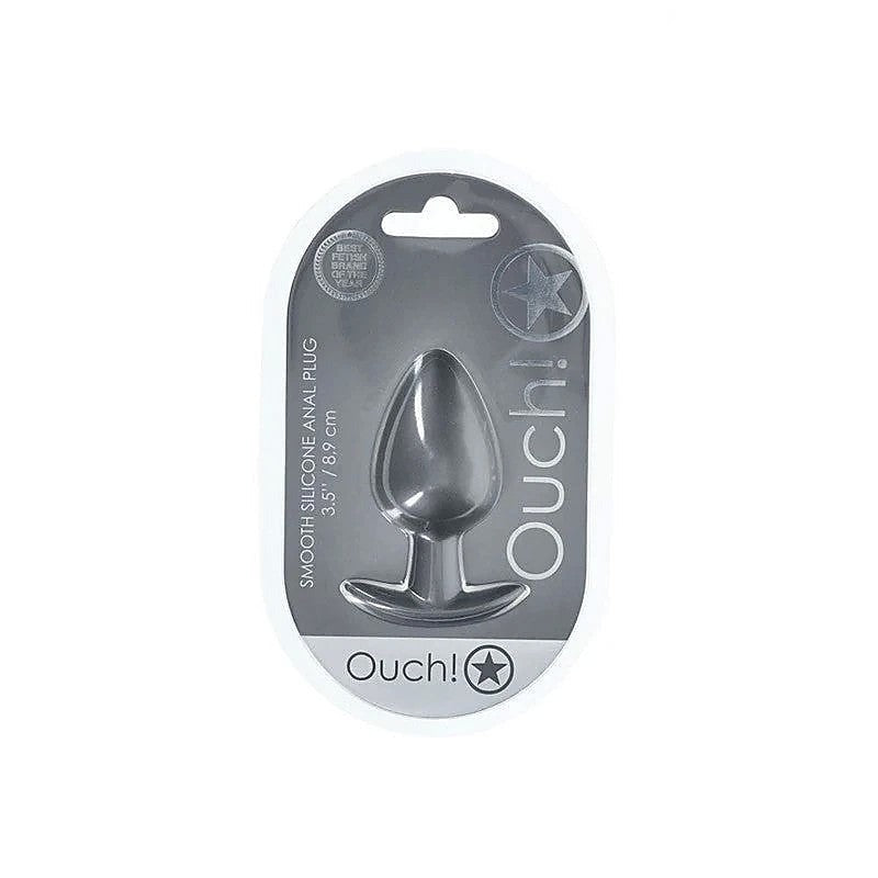 OUCH! 8.9 cm Large Metallic and Soft Silicone Anal Plug - Butt Plugs