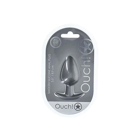 OUCH! 8.9 cm Large Metallic and Soft Silicone Anal Plug - Butt Plugs