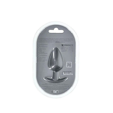 OUCH! 8.9 cm Large Metallic and Soft Silicone Anal Plug - Butt Plugs