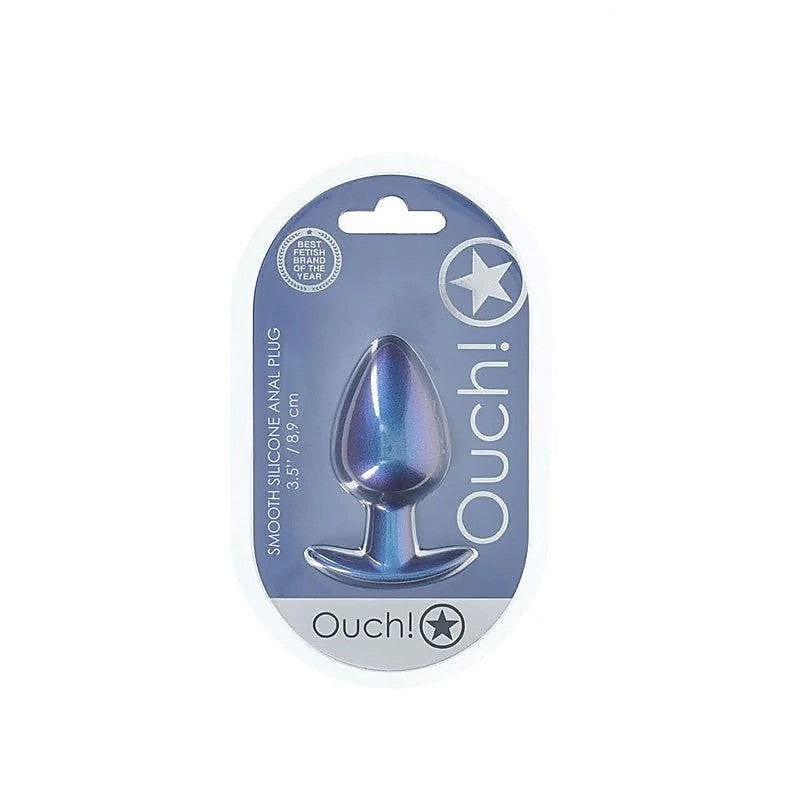 OUCH! 8.9 cm Large Metallic and Soft Silicone Anal Plug - Butt Plugs
