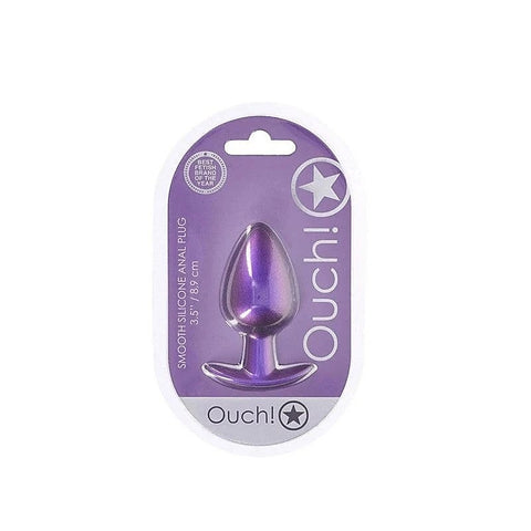 OUCH! 8.9 cm Large Metallic and Soft Silicone Anal Plug - Butt Plugs