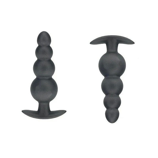 Shots OUCH! 11.7 cm Beaded Metallic Silicone Anal Plug - Butt Plugs