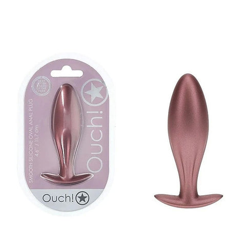OUCH! Oval Shaped Metallic Anal Plug by Shots Toys - Butt Plugs