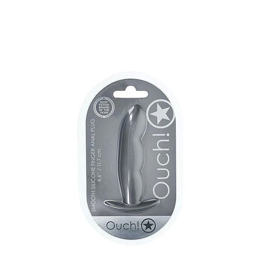 Shots OUCH! Finger Shaped 11.7 cm Metallic Silicone Butt Plug - Butt Plugs