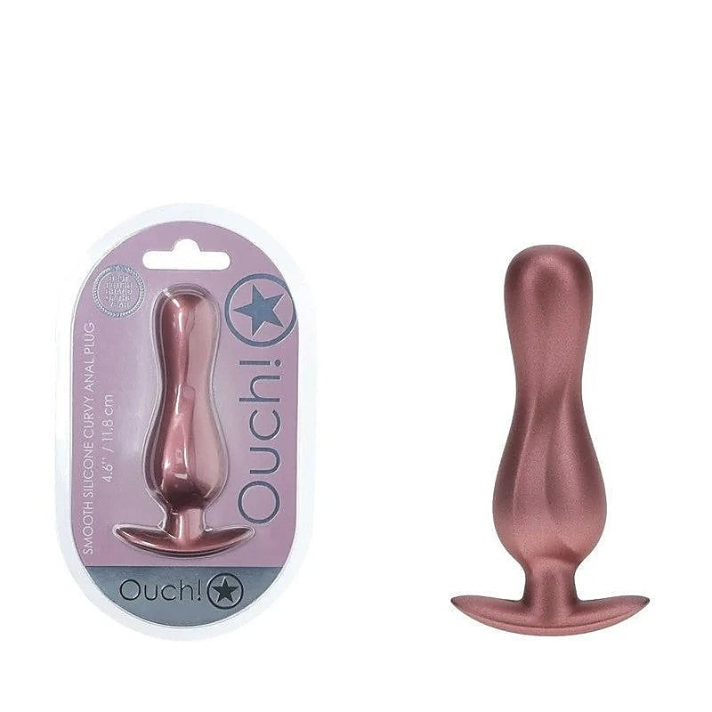 Shots OUCH! Curvy Metallic Silicone Anal Plug by Shots Toys - Butt Plugs