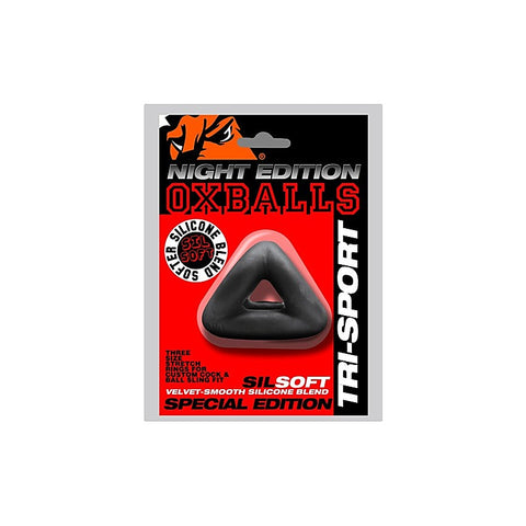 OxBalls Tri Sport 3 Sized 3 Ring Cock And Ball Sling Night Edition - Ball and Cock Toys
