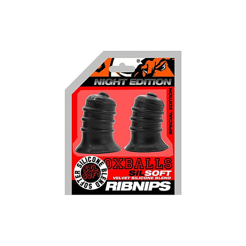 OxBalls Ribnibs Curved Springy Ribbed Nipple Suckers Night Edition - Nipple and Clit Clamps