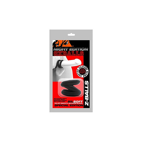 OxBalls Z Balls Zig Zag Cock Ring and Ball Stretcher Night Edition - Ball and Cock Toys