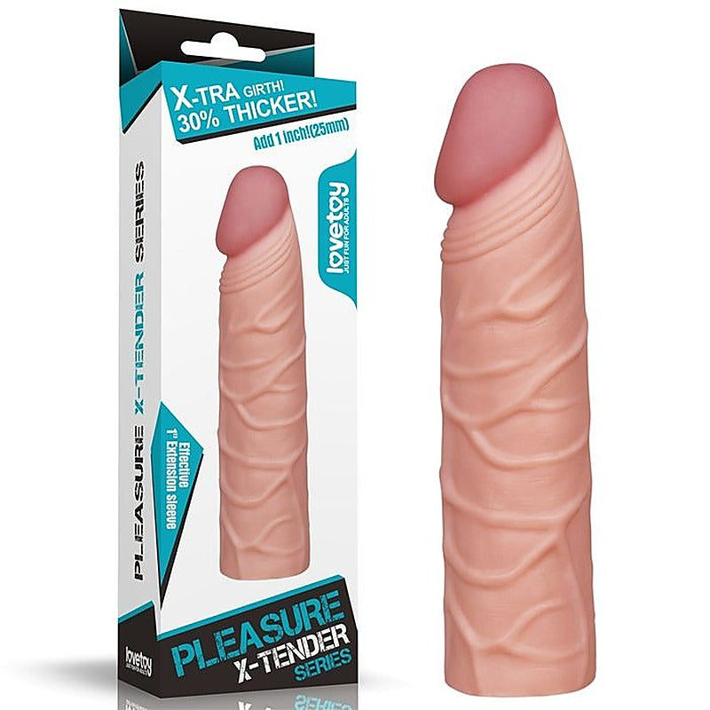 Lovetoy Pleasure X Tender Penis Extension Sleeve 2.5cm Flesh - Penis Sleeves and Extenders