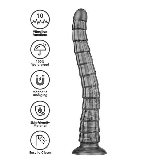 Lovetoy Vibrax Slider King Sized Rechargeable Vibrating Dildo 36.8cm Grey - Vibrating Dildos