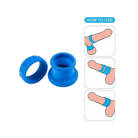 Lovetoy Pinnacle Pro Twin Flex Stretchy Cock and Balls Rings Blue - Ball and Cock Toys