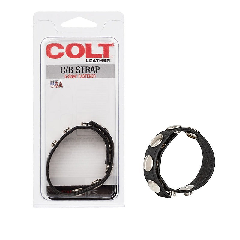 Colt Adjustable 5 Snap Fastener Leather Strap - Cock Rings