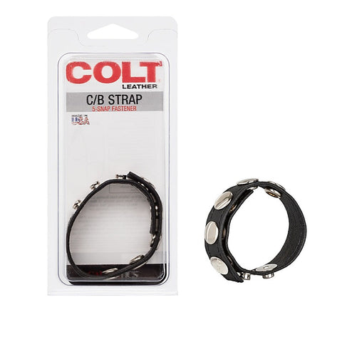 Colt Adjustable 5 Snap Fastener Leather Strap - Cock Rings