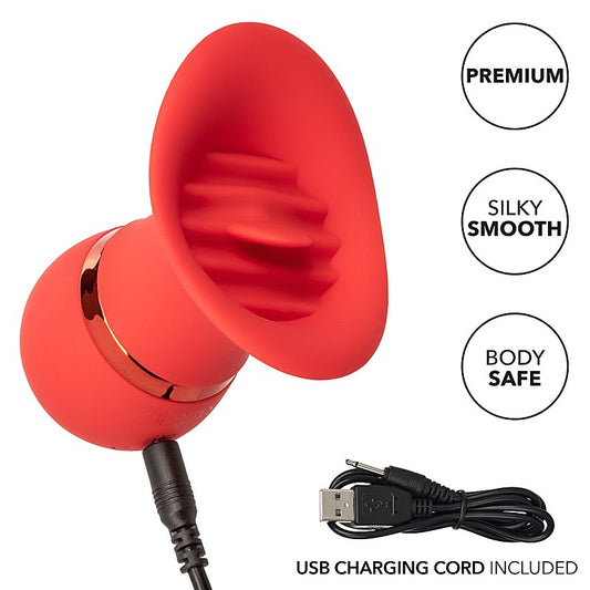 French Kiss Charmer 12 Function Clitoral Vibrator Red - Clit Ticklers and Pulsators