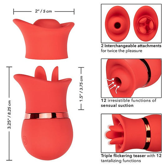 French Kiss 12 Function Suck & Play Interchangeable Set Red - Clit Ticklers and Pulsators