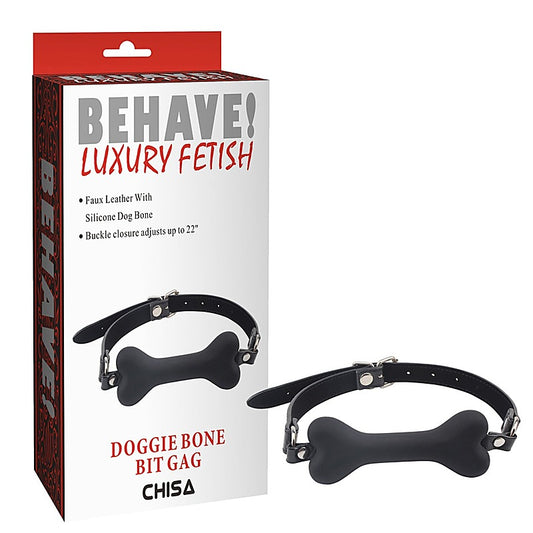 Behave Doggie Bone Adjustable BDSM Play Bit Gag - Bondage Gags and Bits