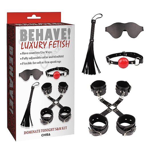 Behave Dominate Tonight Adjustable S&M Kit Black - Bondage Kits