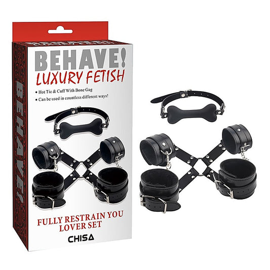 Behave Fully Restrain You Lover Bondage Set Black - Bondage Kits