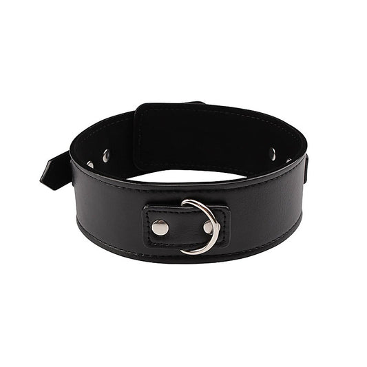 Behave Midnight Fully Adjustable Bondage Collar Black - Collars and Leads