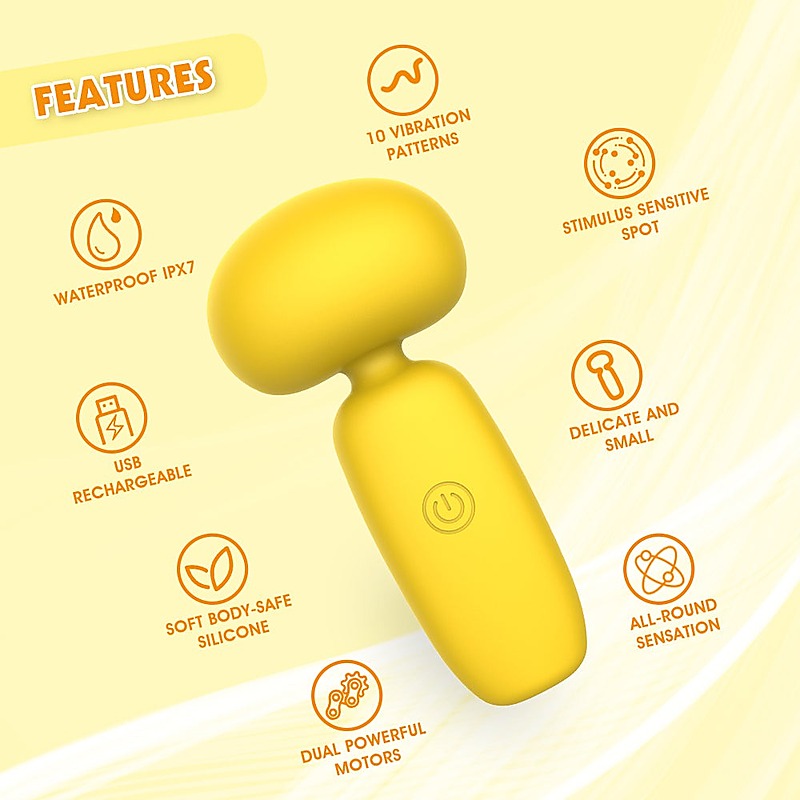 Lust Ripple Buster 10 Function Vibrating Body Wand Massager Yellow - Body Wands