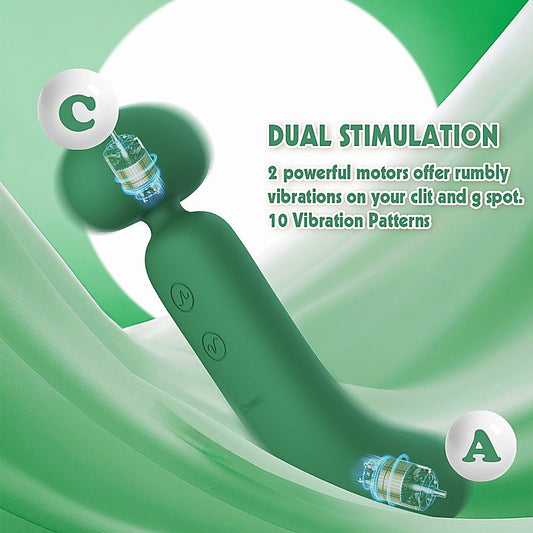 Lust Ripple Buster S 10 Function Vibrating Body Wand Green - Body Wands