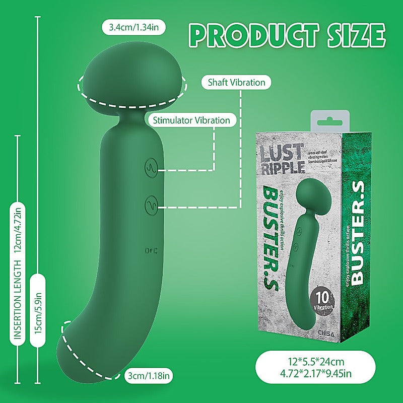 Lust Ripple Buster S 10 Function Vibrating Body Wand - Body Wands