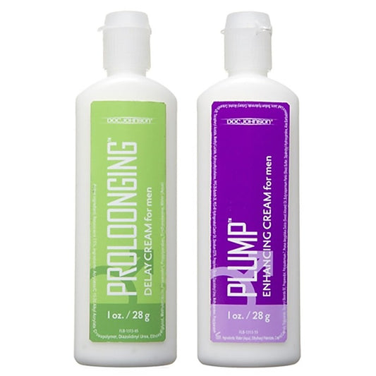 Doc Johnson Prolonging and Plump Cream for Men 2 Pack - Delay and Excite Sprays
