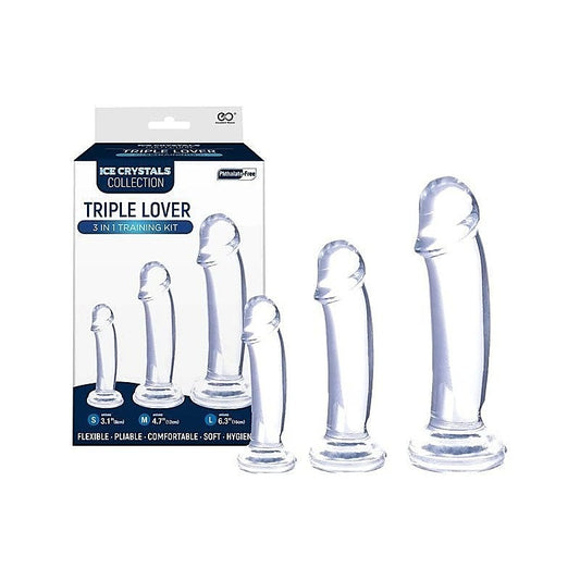 Ice Crystals Collection Triple Lover 3 In 1 Anal Plug Training Kit Clear - Butt Plugs