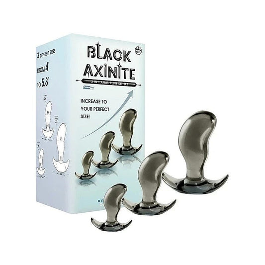 Black Axinite 3 In 1 Flexible and Hygienic Anal Plug Kit Set - Butt Plugs