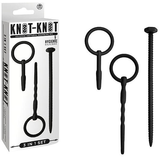 Knot Knot Screw Silicone Urethral Sounding Kit Black - Urethral Sounds