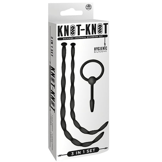 Knot Knot Twist Silicone Urethral Sounding Kit Black - Urethral Sounds