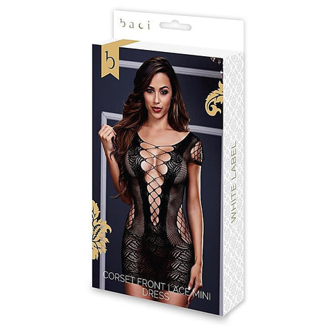 White Label Corset Front Lace Mini Dress BX One Size - Fancy Dress Ups