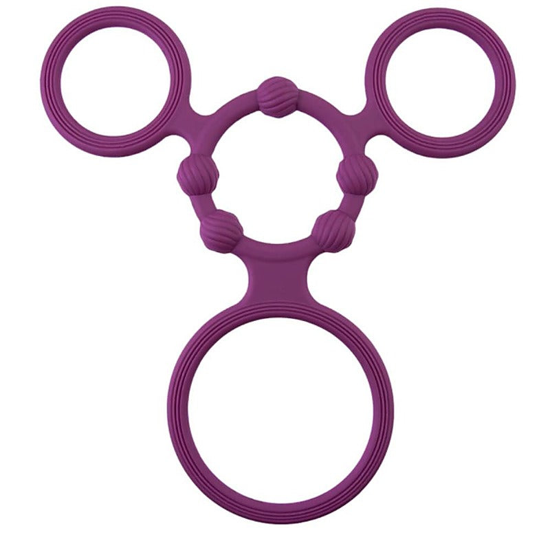 Enduring Silicone Triple Ring With Ball Stretcher - Ball Stretchers and Crushers