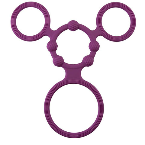 Enduring Silicone Triple Ring With Ball Stretcher - Ball Stretchers and Crushers