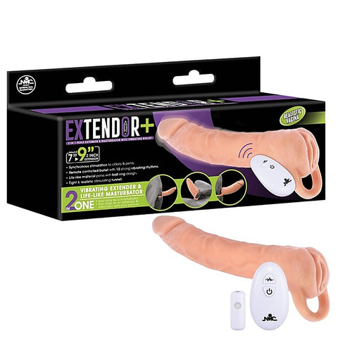 Power Remote Control Vibrating Penis Extendor 9 Inch - Penis Sleeves and Extenders