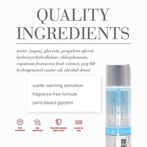 System JO H20 Water Based Warming Lubricant 30ml - Water Based Lubes