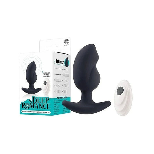 Deep Romance Remote Controlled Vibrating Butt Plug Black - Butt Plugs