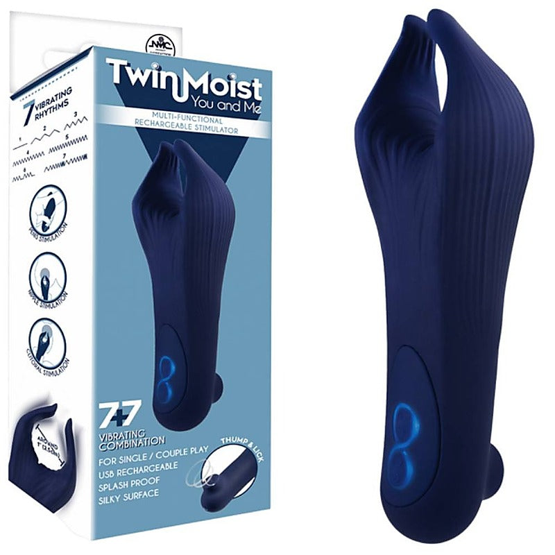 Twin Moist Multi Functional Rechargeable Stimulator - Clit Ticklers and Pulsators