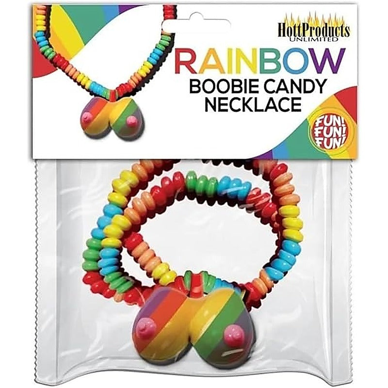 Rainbow Edible Boobie Candy Necklace by Hott Products - Party Gifts and Novelties